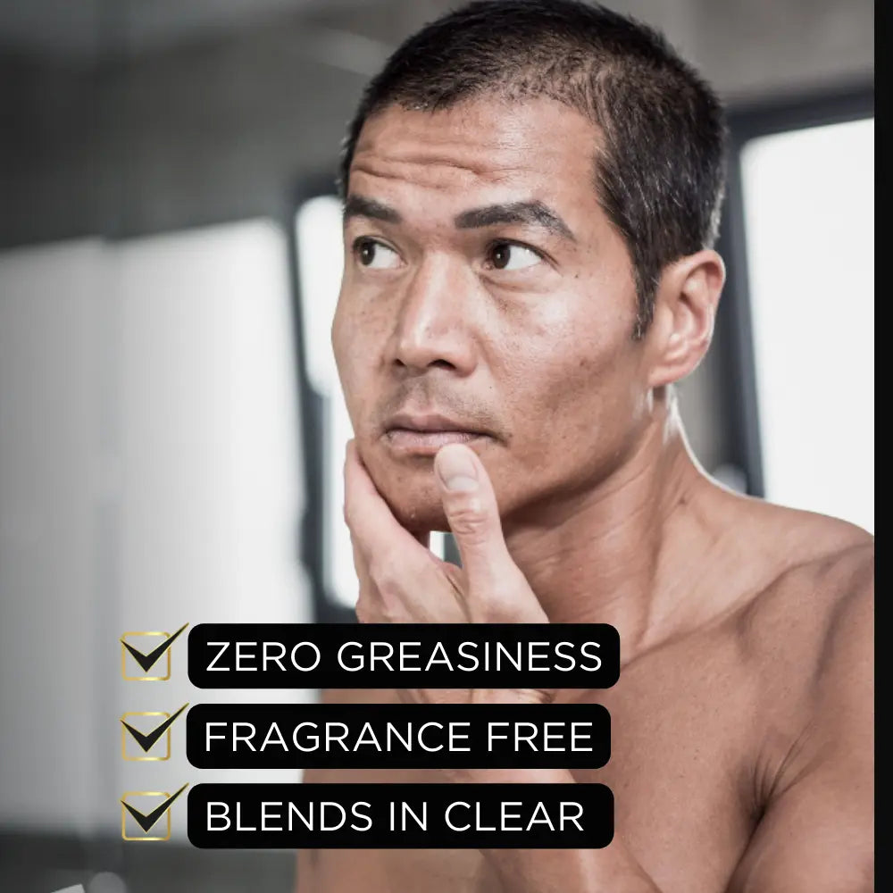 Man applying Hydroplex Moisturizer For Men - Zero Greasiness - Fragrance Free - Blends In Clear